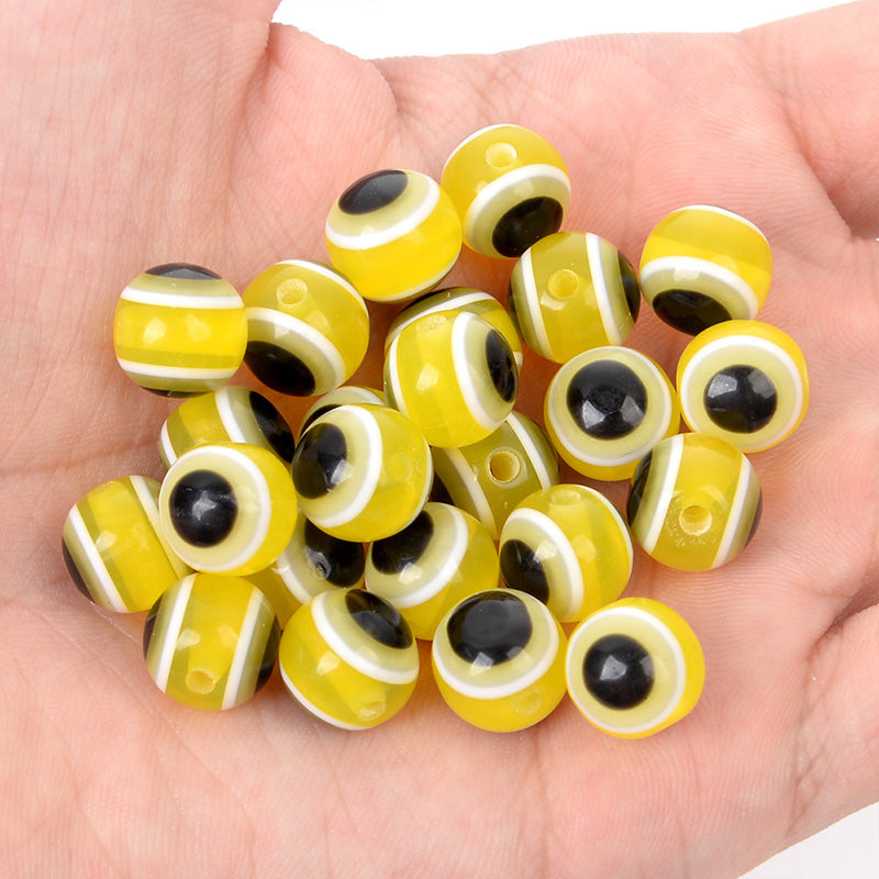 Venta al por mayor 6/8/10MM cuentas resina resina Devil Eye Beads OLY-BDS-HT004